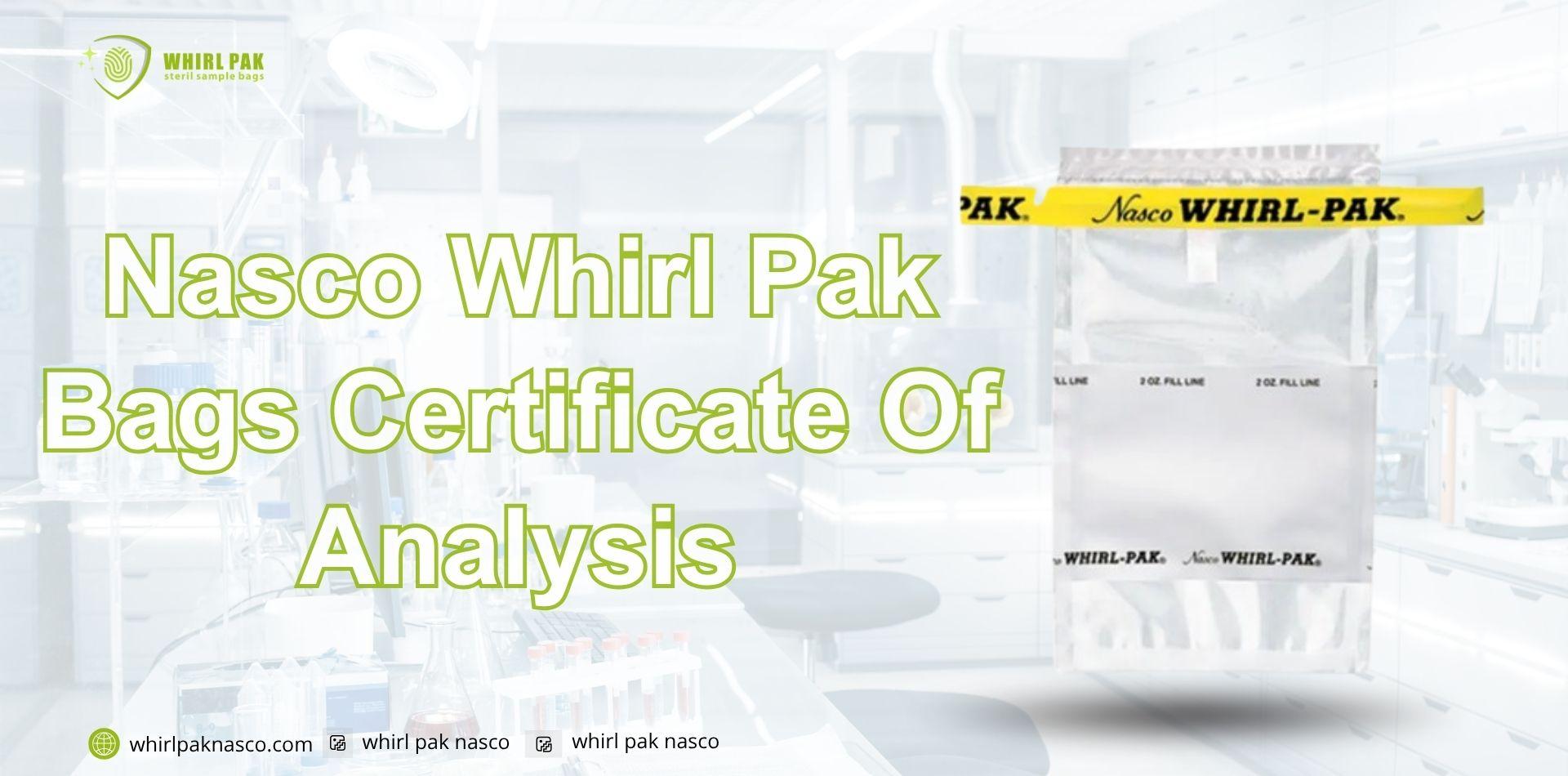 Nasco Whirl Pak Bags Certificate Of Analysis